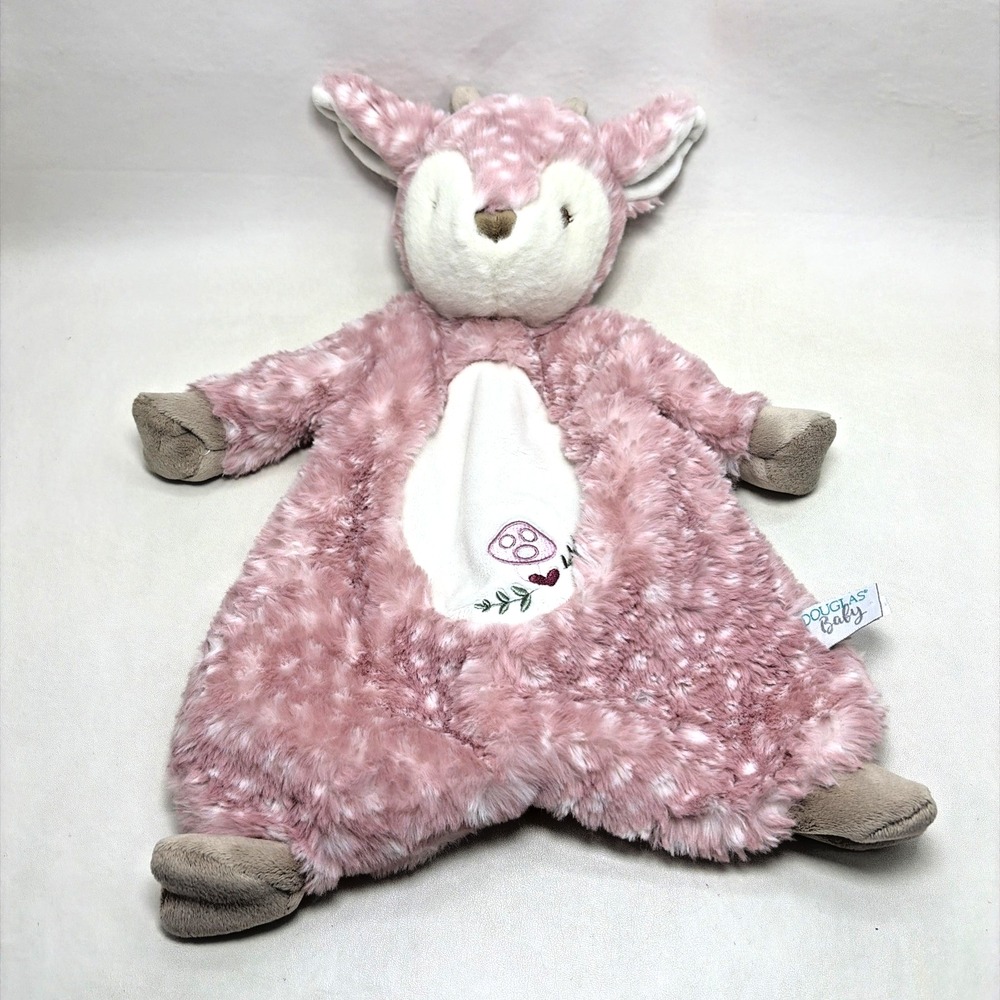 Douglas Baby Plush Pink Deer Farrah Fawn Lovey Security Cuddle Baby Blankie Toy